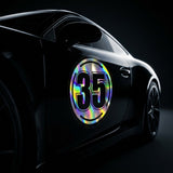 Custom Iridescent Racing Number Stickers for Cars (Set of 2) - RCC004 - StickerBao Wheel Sticker Store