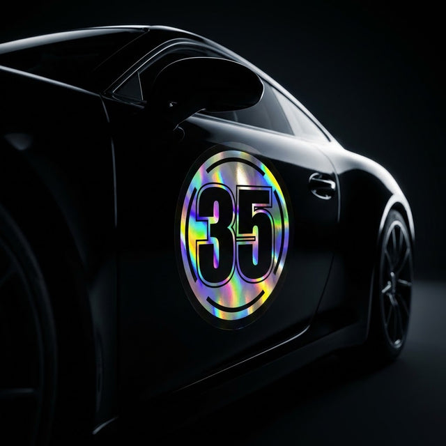 Custom Iridescent Racing Number Stickers for Cars (Set of 2) - RCC004 - StickerBao Wheel Sticker Store