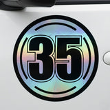 Custom Iridescent Racing Number Stickers for Cars (Set of 2) - RCC004 - StickerBao Wheel Sticker Store
