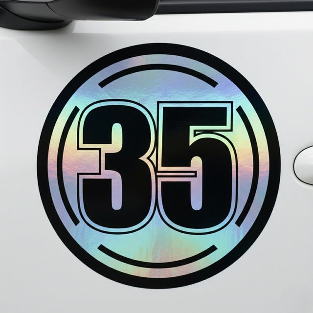 Custom Iridescent Racing Number Stickers for Cars (Set of 2) - RCC004 - StickerBao Wheel Sticker Store