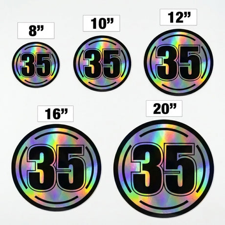 Custom Iridescent Racing Number Stickers for Cars (Set of 2) - RCC004 - StickerBao Wheel Sticker Store