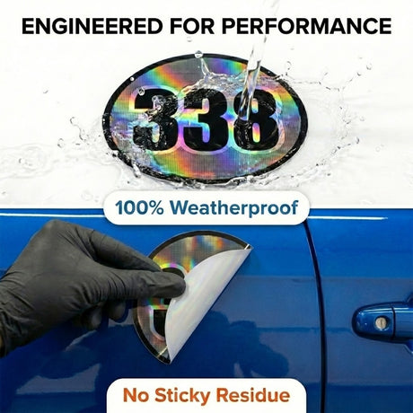Custom Iridescent Racing Number Stickers for Cars (Set of 2) - RCC005 - StickerBao Wheel Sticker Store