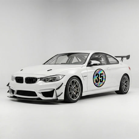 Custom Iridescent Racing Number Stickers for Cars (Set of 2) - RCC005 - StickerBao Wheel Sticker Store