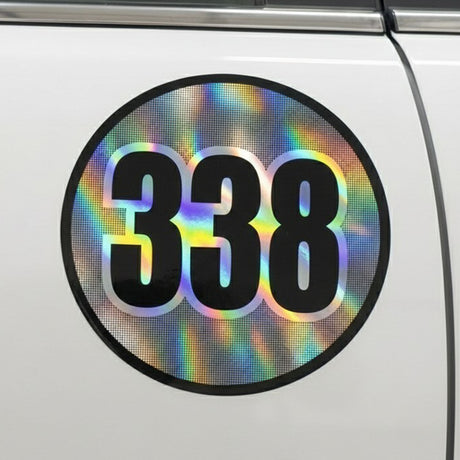 Custom Iridescent Racing Number Stickers for Cars (Set of 2) - RCC005 - StickerBao Wheel Sticker Store