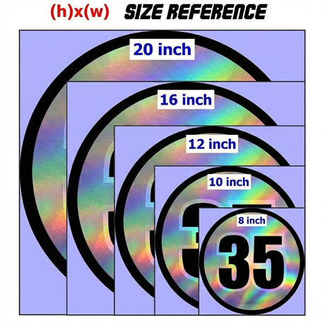 Custom Iridescent Racing Number Stickers for Cars (Set of 2) - RCC005 - StickerBao Wheel Sticker Store