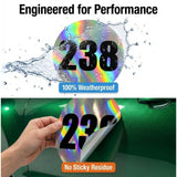 Custom Iridescent Racing Number Stickers for Cars (Set of 2) - RCC006 - StickerBao Wheel Sticker Store
