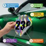 Custom Iridescent Racing Number Stickers for Cars (Set of 2) - RCC006 - StickerBao Wheel Sticker Store