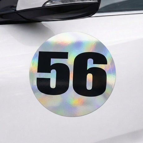 Custom Iridescent Racing Number Stickers for Cars (Set of 2) - RCC006 - StickerBao Wheel Sticker Store