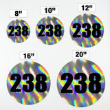 Custom Iridescent Racing Number Stickers for Cars (Set of 2) - RCC006 - StickerBao Wheel Sticker Store
