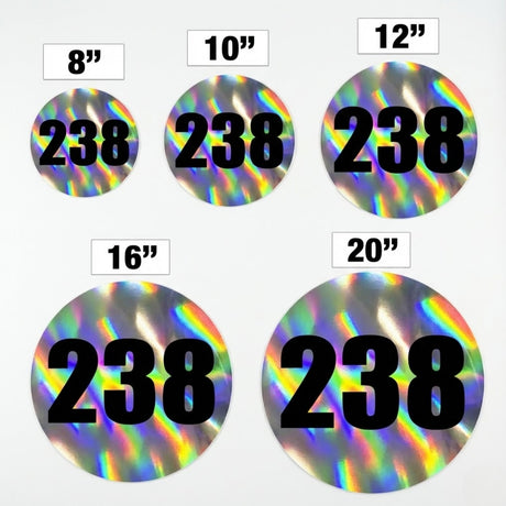 Custom Iridescent Racing Number Stickers for Cars (Set of 2) - RCC006 - StickerBao Wheel Sticker Store