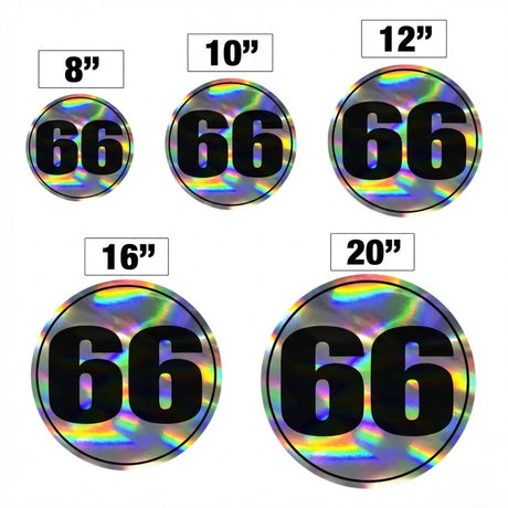 Custom Iridescent Racing Number Stickers for Cars (Set of 2) - RCC006T - StickerBao Wheel Sticker Store