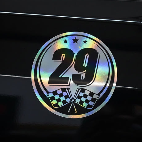 Custom Iridescent Racing Number Stickers for Cars (Set of 2) - RCC007 - StickerBao Wheel Sticker Store