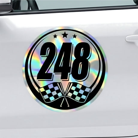 Custom Iridescent Racing Number Stickers for Cars (Set of 2) - RCC007 - StickerBao Wheel Sticker Store