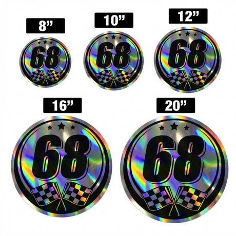 Custom Iridescent Racing Number Stickers for Cars (Set of 2) - RCC007 - StickerBao Wheel Sticker Store