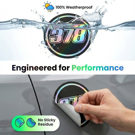 Custom Iridescent Racing Number Stickers for Cars (Set of 2) - RCC008 - StickerBao Wheel Sticker Store