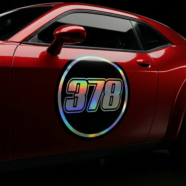 Custom Iridescent Racing Number Stickers for Cars (Set of 2) - RCC008 - StickerBao Wheel Sticker Store