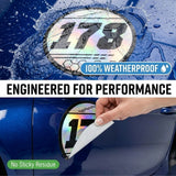 Custom Iridescent Racing Number Stickers for Cars (Set of 2) - RCC009 - StickerBao Wheel Sticker Store