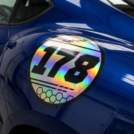 Custom Iridescent Racing Number Stickers for Cars (Set of 2) - RCC009 - StickerBao Wheel Sticker Store
