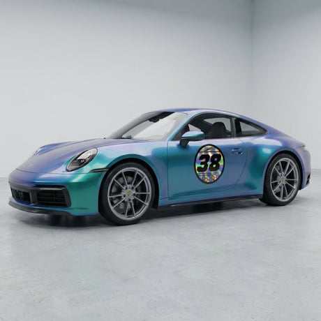 Custom Iridescent Racing Number Stickers for Cars (Set of 2) - RCC009 - StickerBao Wheel Sticker Store