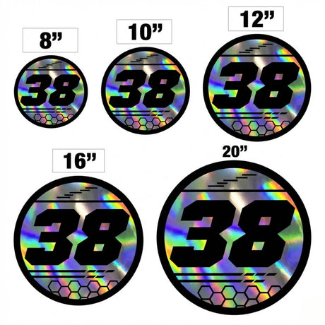 Custom Iridescent Racing Number Stickers for Cars (Set of 2) - RCC009 - StickerBao Wheel Sticker Store