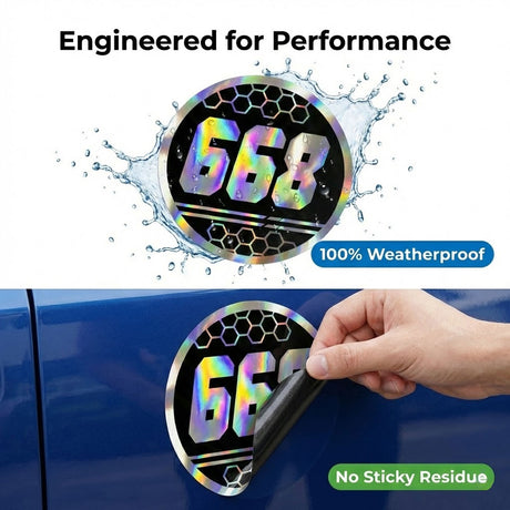Custom Iridescent Racing Number Stickers for Cars (Set of 2) - RCC010 - StickerBao Wheel Sticker Store