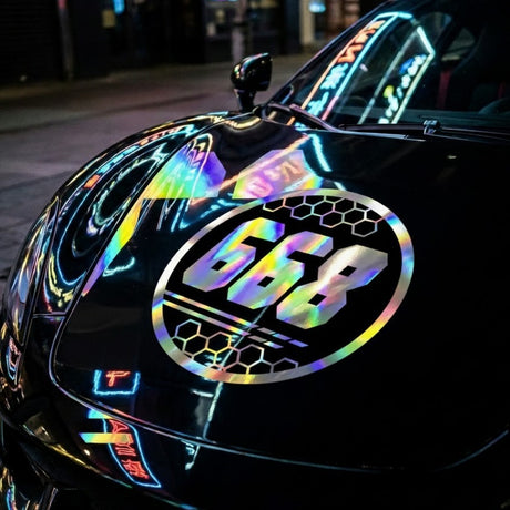 Custom Iridescent Racing Number Stickers for Cars (Set of 2) - RCC010 - StickerBao Wheel Sticker Store