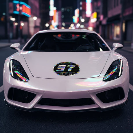 Custom Iridescent Racing Number Stickers for Cars (Set of 2) - RCC010 - StickerBao Wheel Sticker Store