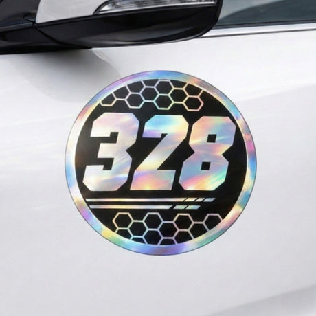 Custom Iridescent Racing Number Stickers for Cars (Set of 2) - RCC010 - StickerBao Wheel Sticker Store