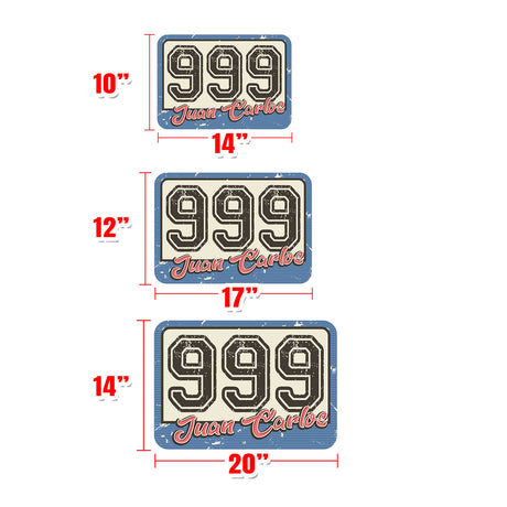 Racing Car Numbers Sticker Retro Autocross Magnet Custom Name Vinyl Decal 2 pieces 10 inch 12 inch 14 inch - StickerBao Wheel Sticker Store