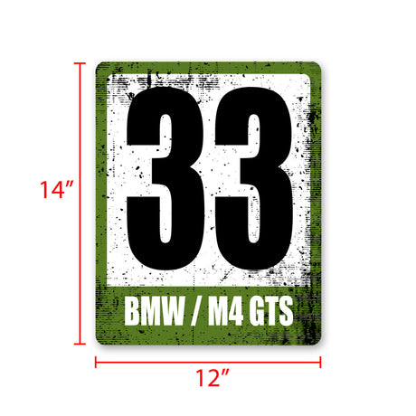 Retro Autocross Custom Racing Car Numbers Sticker Magnet Vinyl Decal Make Model 2 pieces 12 inch x 15 inch - StickerBao Wheel Sticker Store