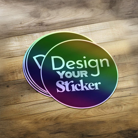 Circle | Holographic Custom Die Cut Sticker Personalized Iridescent Stickers for Business Logo Laptop Thank You Graduation Vulgar Stickers - StickerBao Wheel Sticker Store