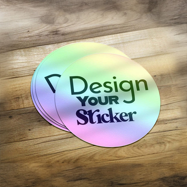Circle | Holographic Custom Die Cut Sticker Personalized Iridescent Stickers for Business Logo Laptop Thank You Graduation Vulgar Stickers - StickerBao Wheel Sticker Store
