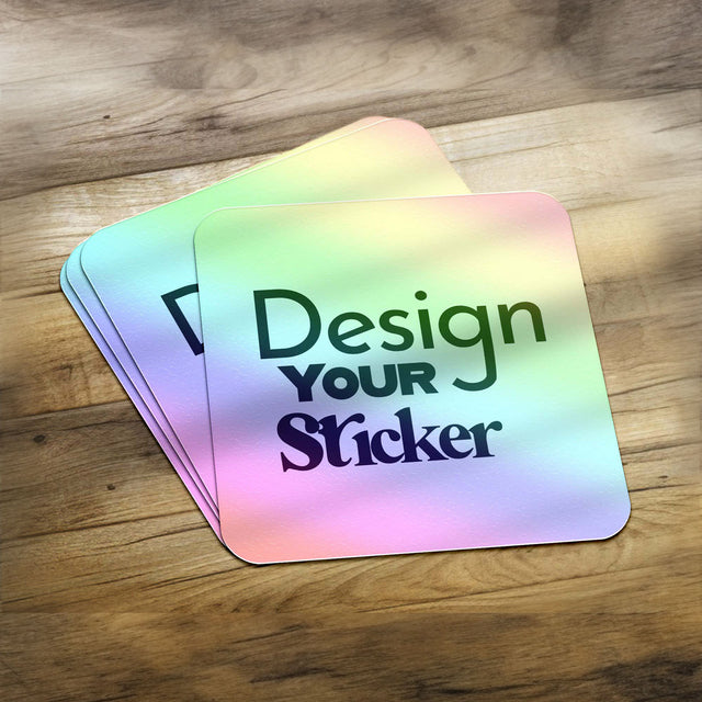 Square | Holographic Custom Die Cut Sticker Personalized Iridescent Stickers for Business Logo Laptop Thank You Graduation Vulgar Stickers - StickerBao Wheel Sticker Store