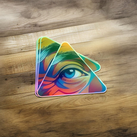 Triangle | Holographic Custom Die Cut Sticker Personalized Iridescent Stickers for Business Logo Laptop Thank You Graduation Vulgar Stickers - StickerBao Wheel Sticker Store