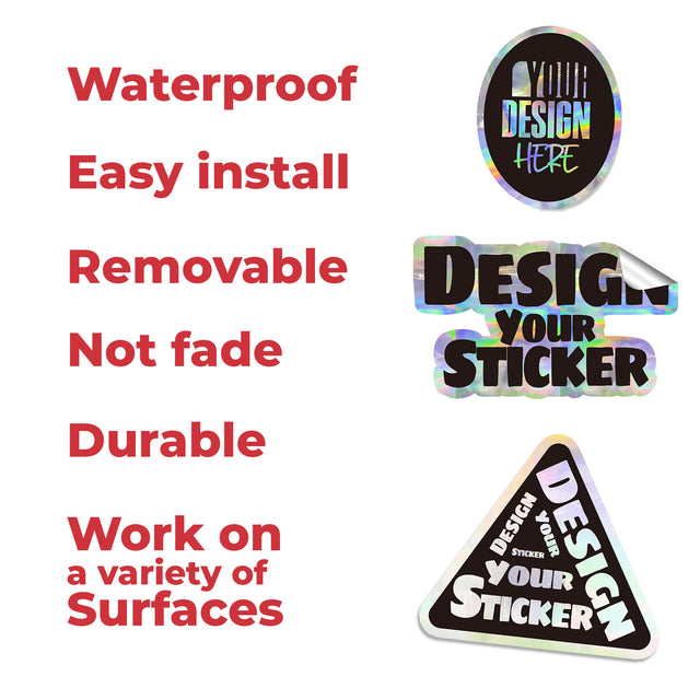 Rectangle | Holographic Custom Die Cut Sticker Personalized Iridescent Stickers for Business Logo Laptop Thank You Graduation Vulgar Sticker - StickerBao Wheel Sticker Store