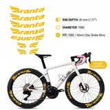For Branta C45 Wheel Decal Set – 700C Road Bike Rim Stickers (45mm Depth, Glossy / Matte)