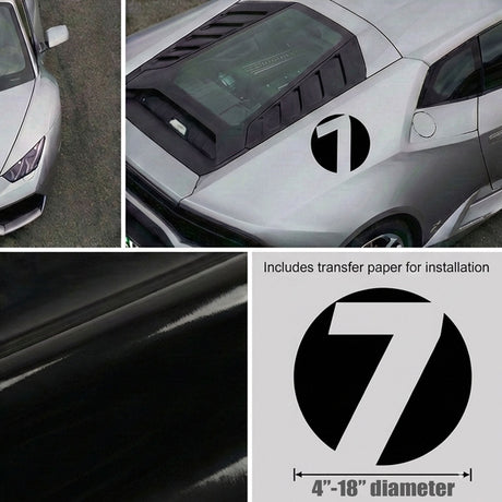 Pro-Series Custom Hollow Racing Number Decals – Solid Black Vinyl (Pair) - Style A - StickerBao Wheel Sticker Store