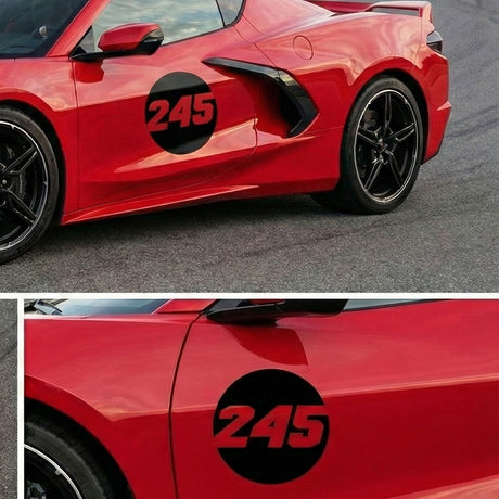 Pro-Series Custom Hollow Racing Number Decals – Solid Black Vinyl (Pair) - Style B - StickerBao Wheel Sticker Store