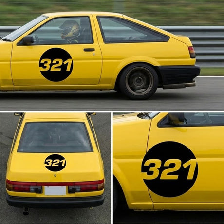 Pro-Series Custom Hollow Racing Number Decals – Solid Black Vinyl (Pair) - Style C - StickerBao Wheel Sticker Store