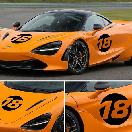 Pro-Series Custom Hollow Racing Number Decals – Solid Black Vinyl (Pair) - Style C - StickerBao Wheel Sticker Store