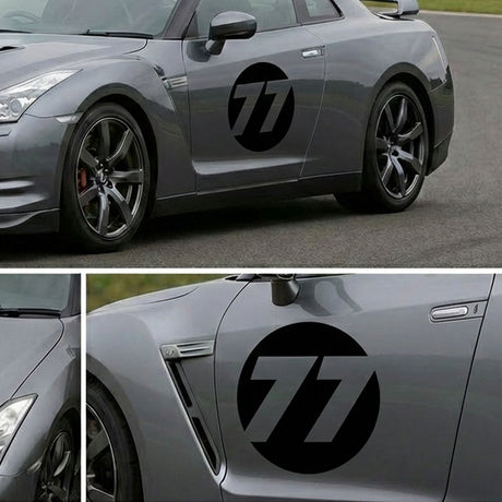 Pro-Series Custom Hollow Racing Number Decals – Solid Black Vinyl (Pair) - Style D - StickerBao Wheel Sticker Store