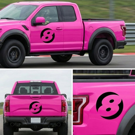 Pro-Series Custom Hollow Racing Number Decals – Solid Black Vinyl (Pair) - Style D - StickerBao Wheel Sticker Store