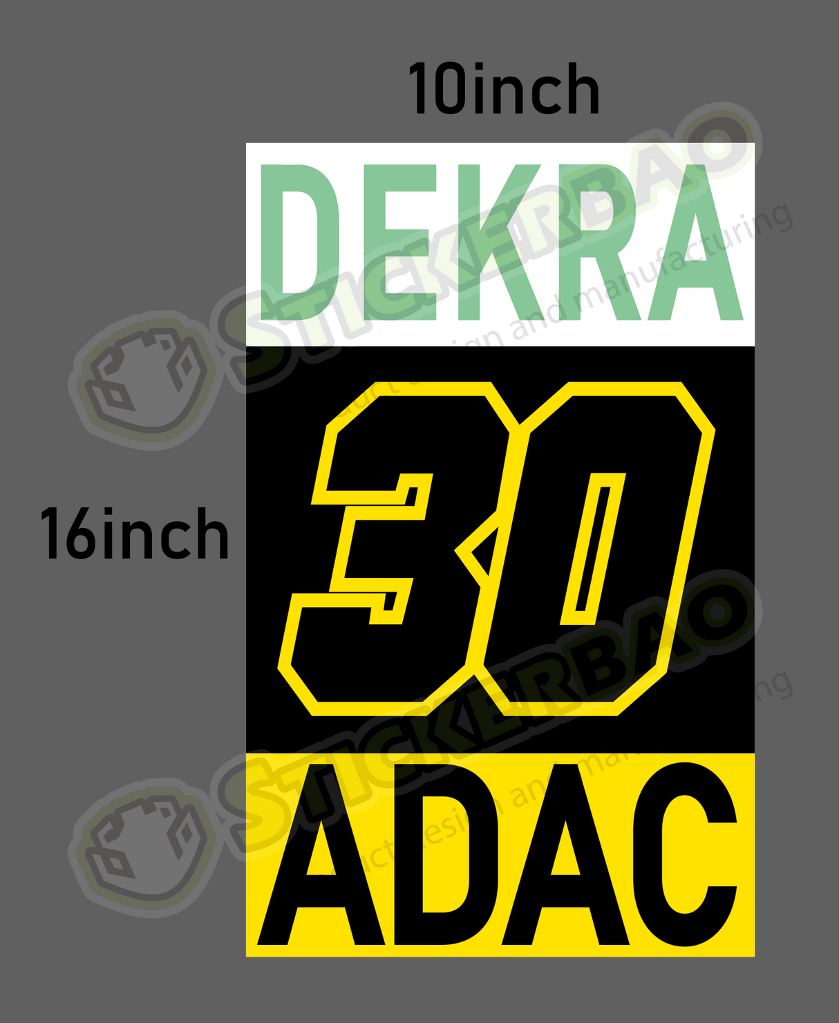 Racing Numbers Sticker Car Door Custom Autocross Vinyl Decal 2 pieces Track Day 16" x 10" inch. Custom Race Number Stickers Decals 2 pieces. You can customize your own race number plate sticker for racing. Stand out from the crowd. Printed on glossy sticker material. Removable and no marks remain after remove. Weatherproof, resistant to weak acids, alkalis, salt.