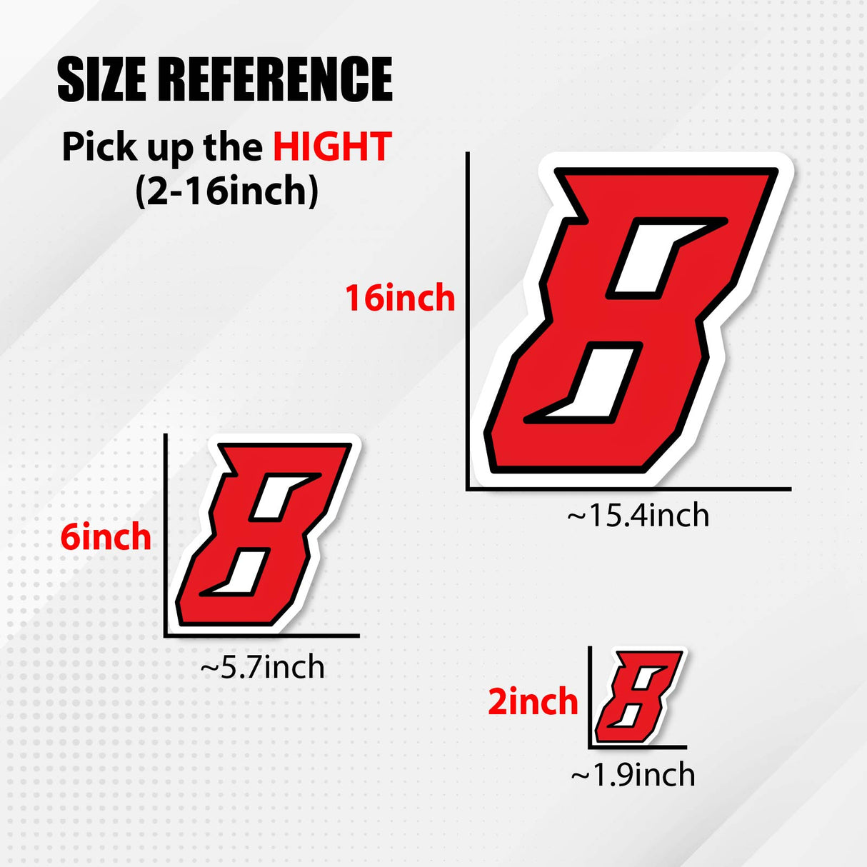 3 pcs Racing Custom Number Stickers Letter Die Cut Vinyl Decals | S09