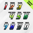 Custom racing number sticker for personalizing race gear diecut stickers motocross off-road rally car number stickers