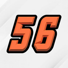 Load image into Gallery viewer, 56 Custom racing number sticker for personalizing race Diecut stickers orange 3D font 1 2 3 4 5 6 7 8 9 0
