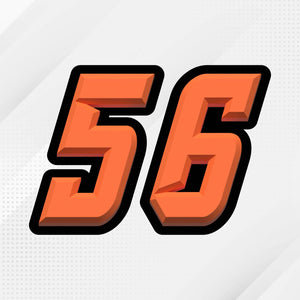 56 Custom racing number sticker for personalizing race Diecut stickers orange 3D font 1 2 3 4 5 6 7 8 9 0