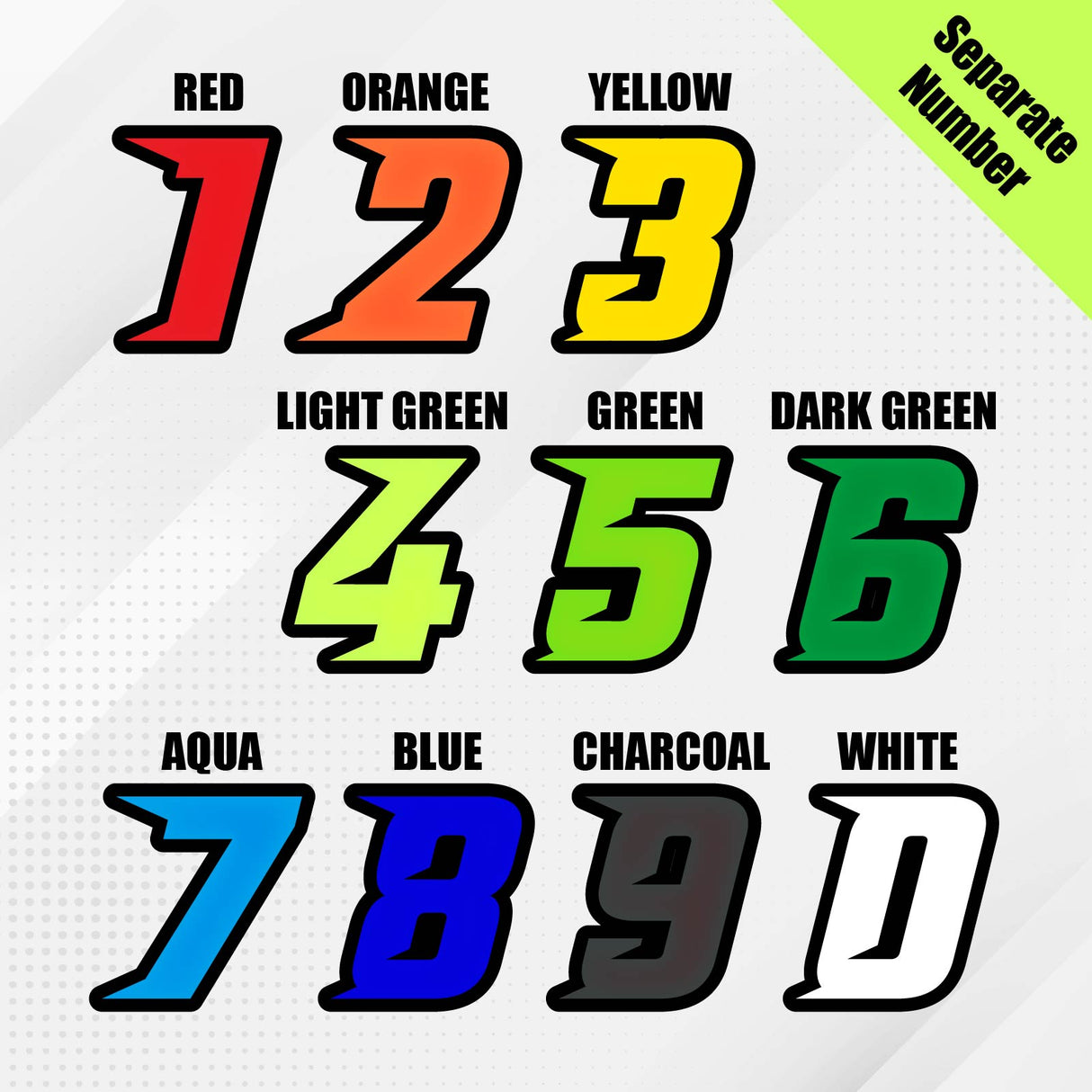 Custom racing number sticker for personalizing race gear diecut stickers motocross off-road rally car number stickers