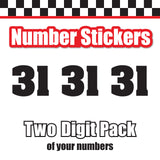 Single Number Decal Sticker Individual Numbers Decals 3 pcs Color Solid - Aardvark Font