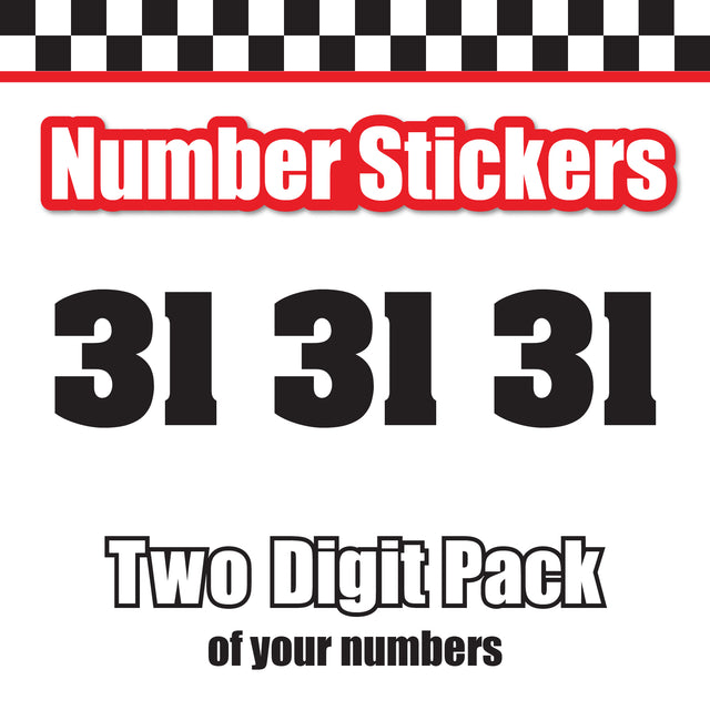 Single Number Decal Sticker Individual Numbers Decals 3 pcs Color Solid - Aardvark Font